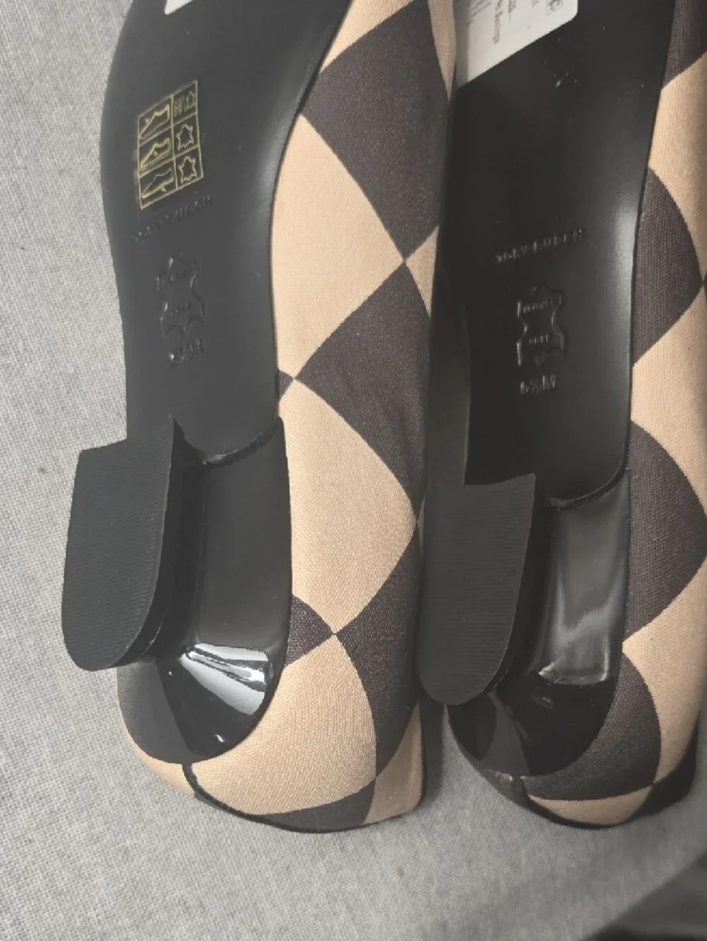 Tory Burch Brown and Cream Diamond-Check Ballet Flats,Size 6,5,New